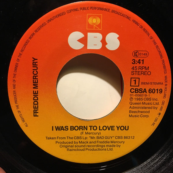 Freddie Mercury : I Was Born To Love You (7", Single)