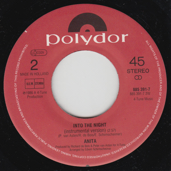 Anita : Into The Night (7", Single, Fol)