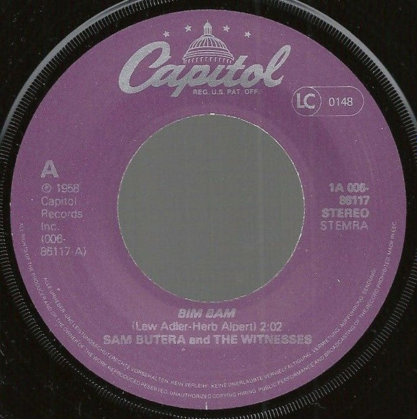 Sam Butera And The Witnesses : Bim Bam / Twinkle In Your Eye (7", Single, RE)