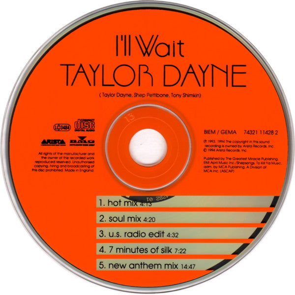 Taylor Dayne : I'll Wait (CD, Single)
