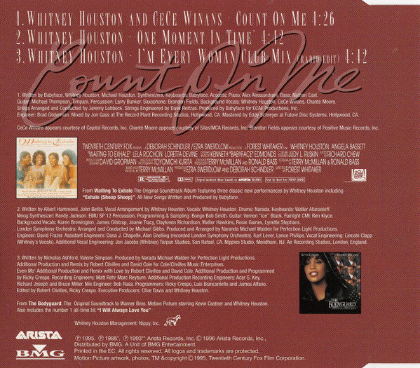 Whitney Houston And CeCe Winans : Count On Me (CD, Maxi)