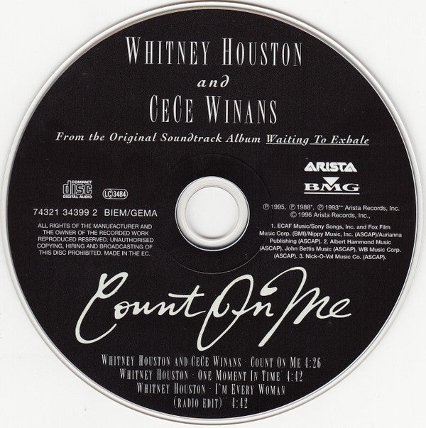 Whitney Houston And CeCe Winans : Count On Me (CD, Maxi)