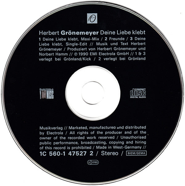 Herbert Grönemeyer : Deine Liebe Klebt (CD, Maxi)