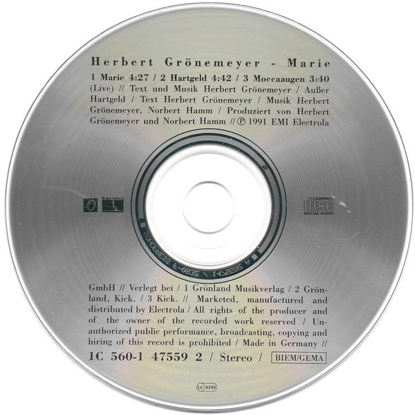 Herbert Grönemeyer : Marie (CD, Maxi)