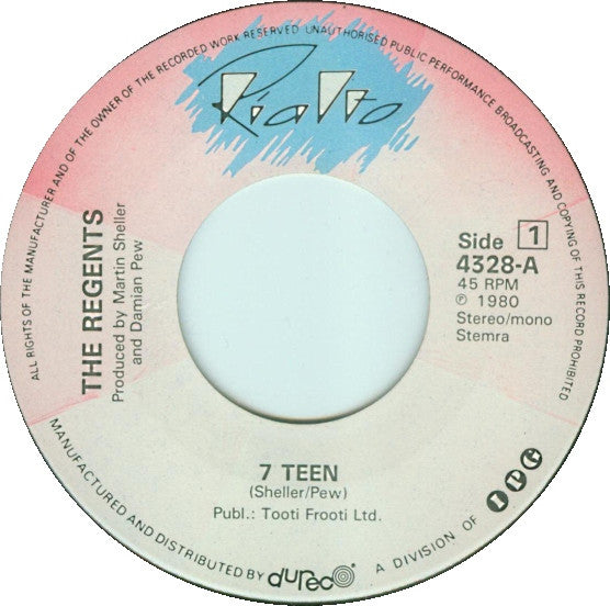 The Regents : 7 Teen (7", Single)
