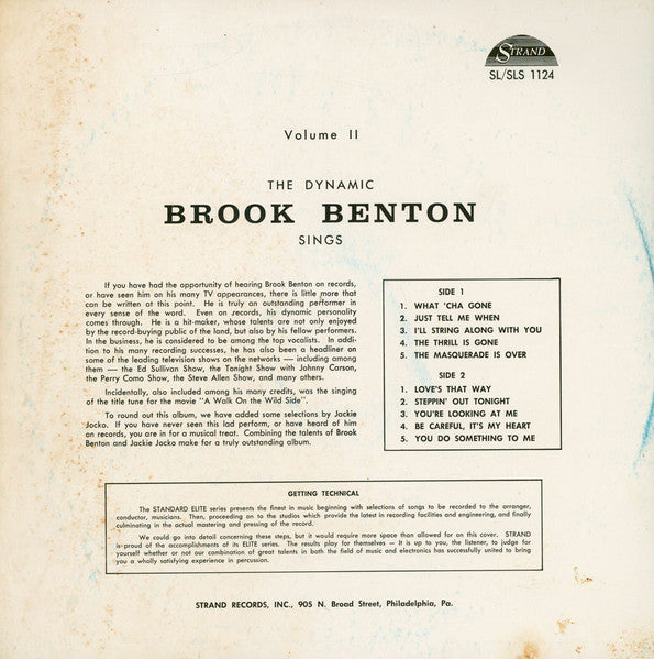Brook Benton : Brook Benton Sings Volume Two (LP)