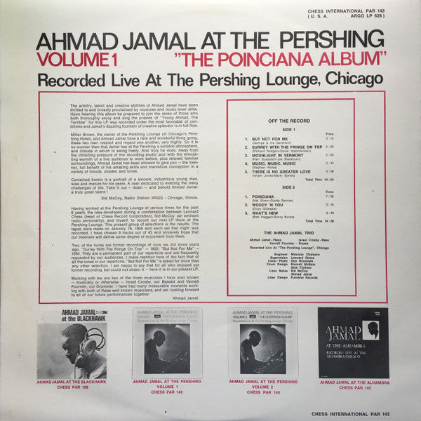 Ahmad Jamal Trio : Ahmad Jamal At The Pershing Volume 1 "The Poinciana Album" (LP)