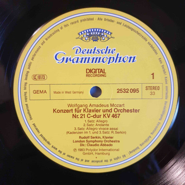 Wolfgang Amadeus Mozart, London Symphony Orchestra, Rudolf Serkin ∙ Claudio Abbado : Klavierkonzerte = Piano Concertos Nos. 21 & 23 (LP)