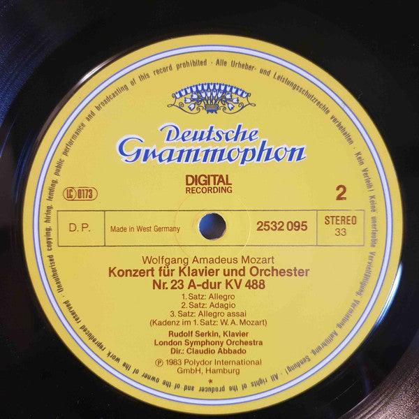 Wolfgang Amadeus Mozart, London Symphony Orchestra, Rudolf Serkin ∙ Claudio Abbado : Klavierkonzerte = Piano Concertos Nos. 21 & 23 (LP)