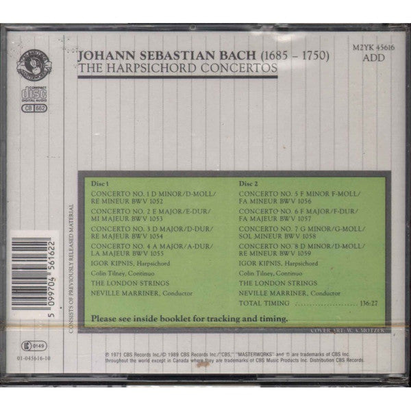 Johann Sebastian Bach , * Sir Neville Marriner, Igor Kipnis : The Harpsichord Concertos (2xCD, Album, RE)