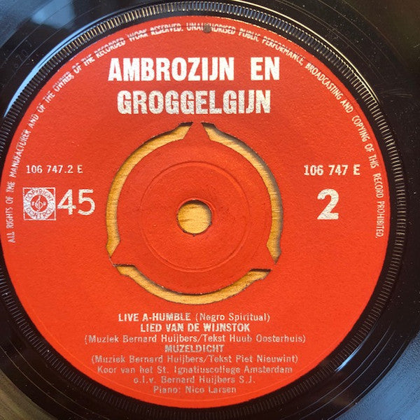 Ambrozijn En Groggelgijn, Huub Oosterhuis, Bernard Huijbers : Voor Scholen Van De Libanon (7")