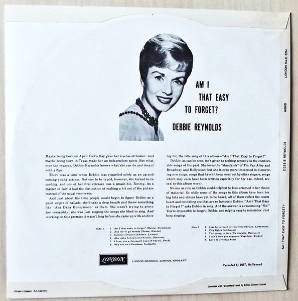 Debbie Reynolds : Am I That Easy To Forget? (LP, Album, Mono)