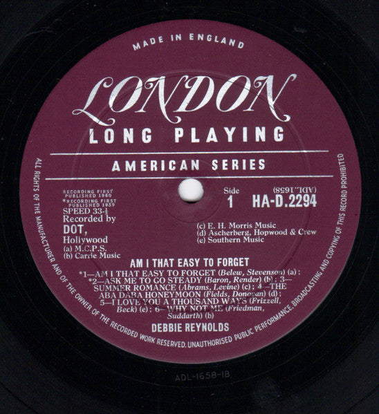 Debbie Reynolds : Am I That Easy To Forget? (LP, Album, Mono)