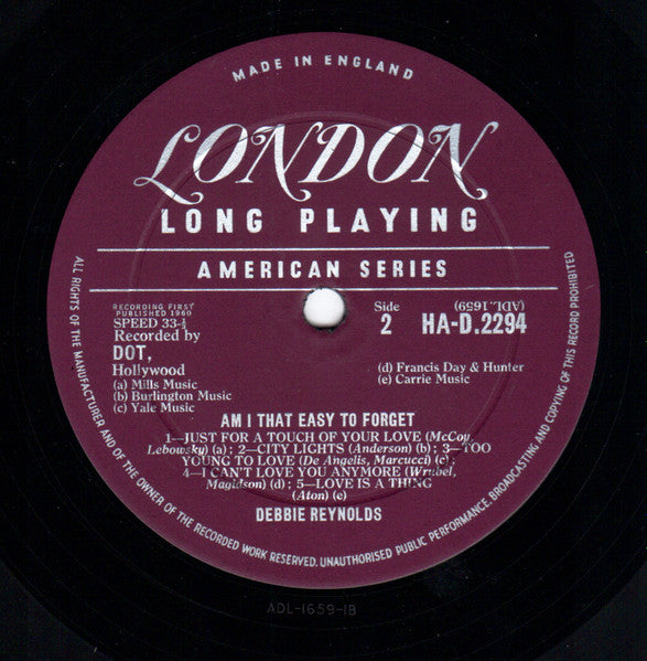 Debbie Reynolds : Am I That Easy To Forget? (LP, Album, Mono)