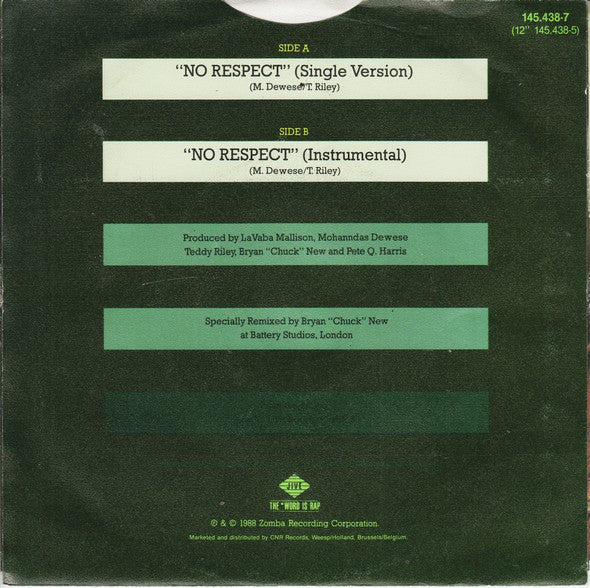 Kool Moe Dee : No Respect (7")