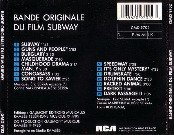 Eric Serra : Subway (Bande Originale Du Film) (CD, Album, RE)
