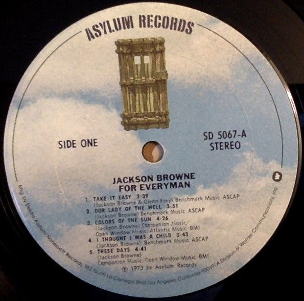 Jackson Browne : For Everyman (LP, Album, RP, Pit)