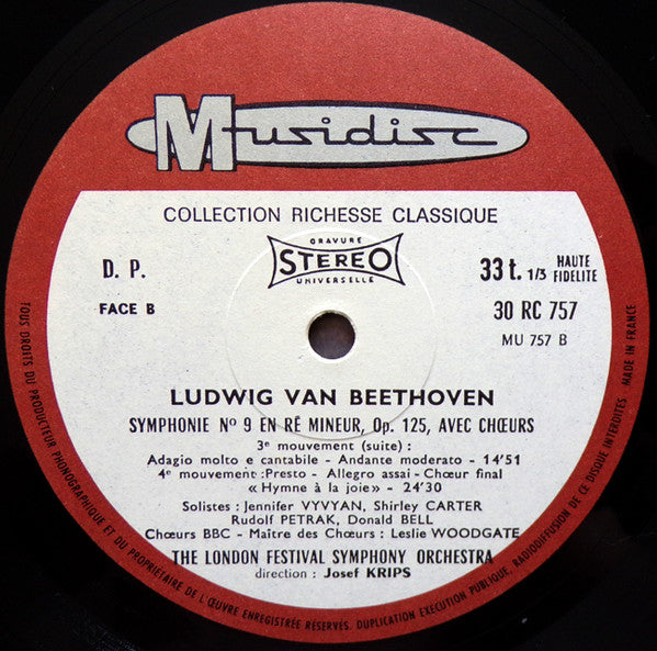 Ludwig van Beethoven – London Symphony Orchestra, Josef Krips : Symphonie N° 9 Avec Choeurs (LP)