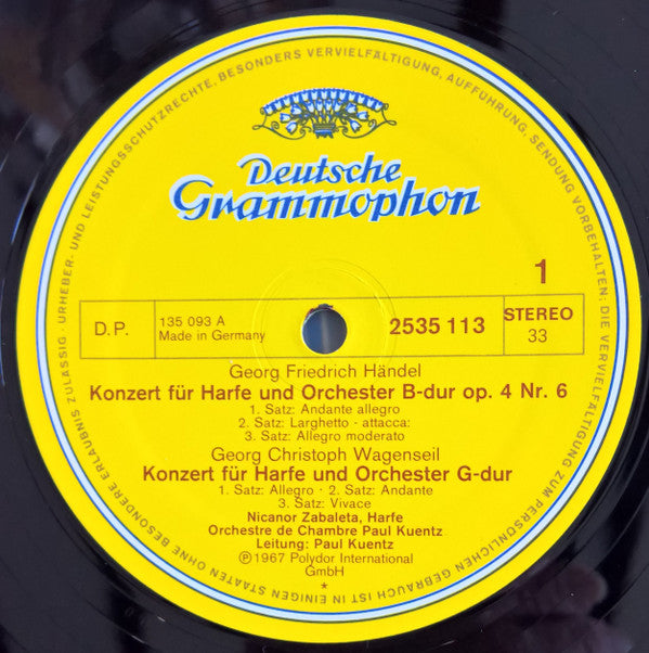Nicanor Zabaleta · Georg Friedrich Händel · Georg Christoph Wagenseil · Wolfgang Amadeus Mozart : Harfenkonzerte (LP, Album)
