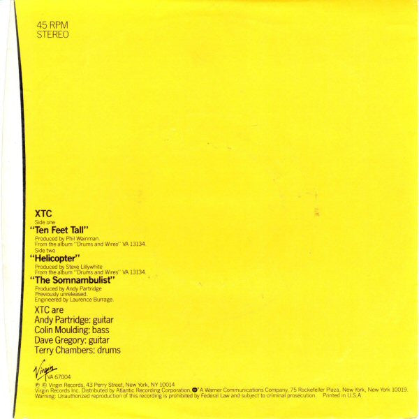 XTC : Ten Feet Tall (7", Single, SP )