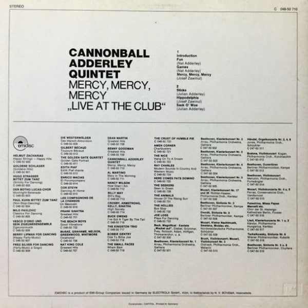 The Cannonball Adderley Quintet : Mercy, Mercy, Mercy (LP, Album, RE)
