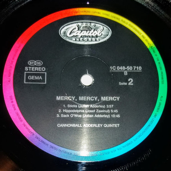 The Cannonball Adderley Quintet : Mercy, Mercy, Mercy (LP, Album, RE)