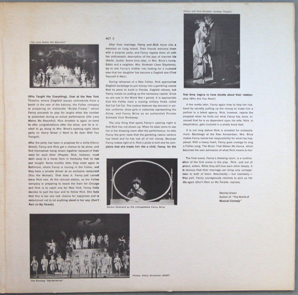 Jule Styne / Bob Merrill Featuring Barbra Streisand And Sydney Chaplin : Funny Girl (Original Broadway Cast) (LP, Album, Mono, Scr)