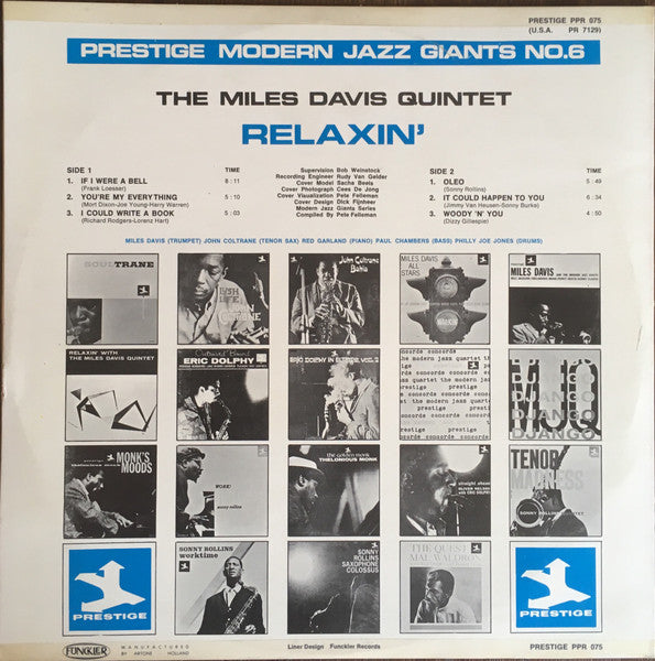 The Miles Davis Quintet : Relaxin' (LP, Album, RE, Fol)