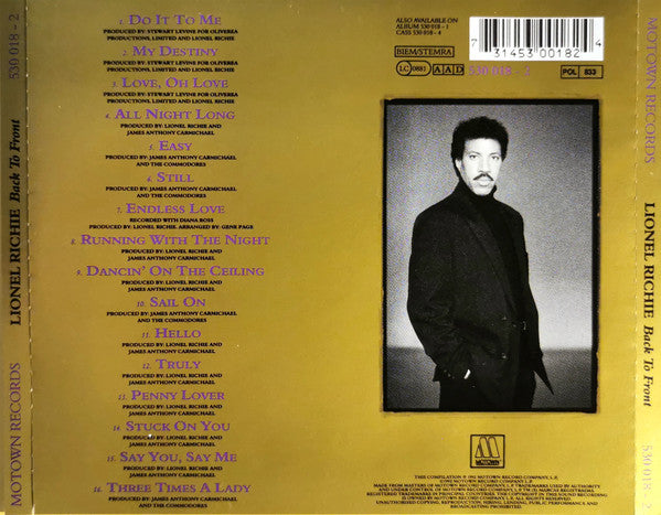 Lionel Richie : Back To Front (CD, Comp, RP, PMD)