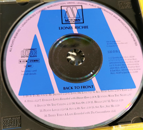 Lionel Richie : Back To Front (CD, Comp, RP, PMD)