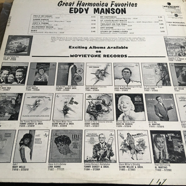 Eddy Manson : Great Harmonica Favorites (LP, Mono)