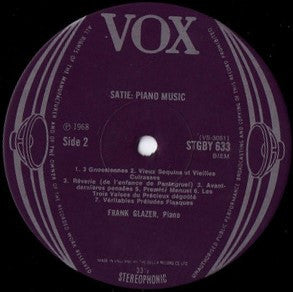Erik Satie ● Frank Glazer : Piano Music Volume 1 (LP, Album)