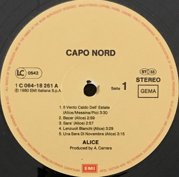Alice (4) : Capo Nord (LP, Album)