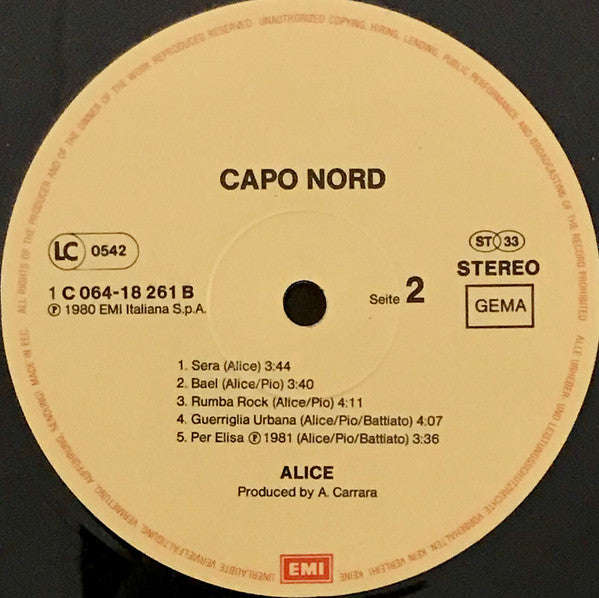 Alice (4) : Capo Nord (LP, Album)