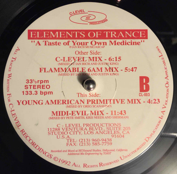 Elements Of Trance : A Taste Of Your Own Medicine (12")