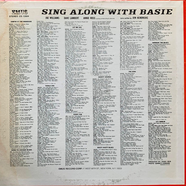 Joe Williams, Dave Lambert (3), Jon Hendricks, Annie Ross Plus The Basie Band* : Sing Along With Basie (LP, Album, RE, Bes)