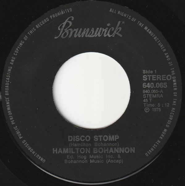 Hamilton Bohannon : Disco Stomp / East Coast Groove (7", Single)