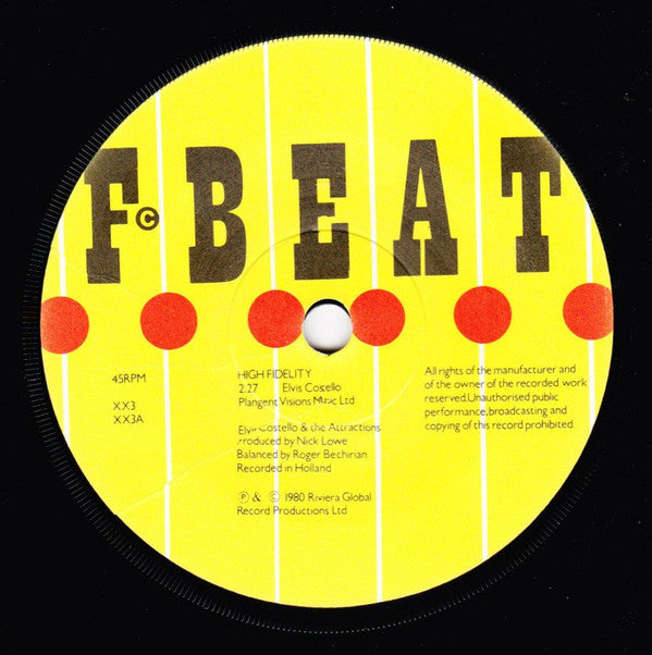 Elvis Costello & The Attractions : High Fidelity (7", Single, Hig)