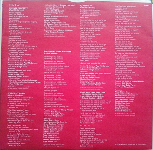 Ringo Starr : Stop And Smell The Roses (LP, Album)