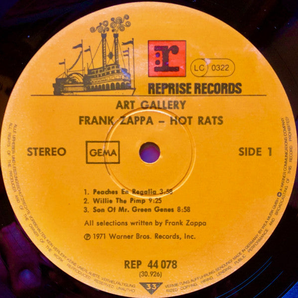 Frank Zappa : Hot Rats (LP, Album, RE, Gat)