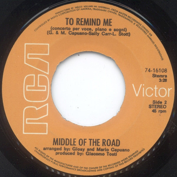 Middle Of The Road : Soley Soley (7", Single)