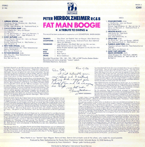 Peter Herbolzheimer RC&B* : Fat Man Boogie (A Tribute To Swing) (LP, Album)