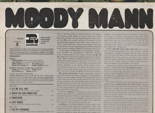 Herbie Mann : Moody Mann (LP, Album, RE)
