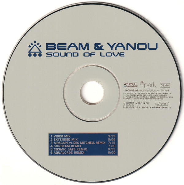 Beam & Yanou : Sound Of Love (The Hymn Of Nature One Festival 2000) (CD, Maxi)