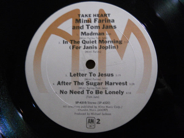 Mimi Farina And Tom Jans : Take Heart (LP, Album, RE)