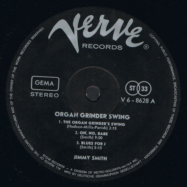 The Incredible Jimmy Smith* Featuring Kenny Burrell And Grady Tate : Organ Grinder Swing (LP, Album)