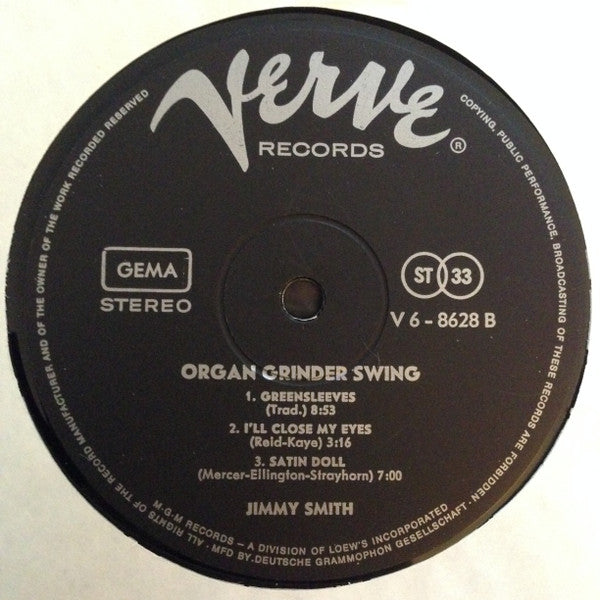 The Incredible Jimmy Smith* Featuring Kenny Burrell And Grady Tate : Organ Grinder Swing (LP, Album)
