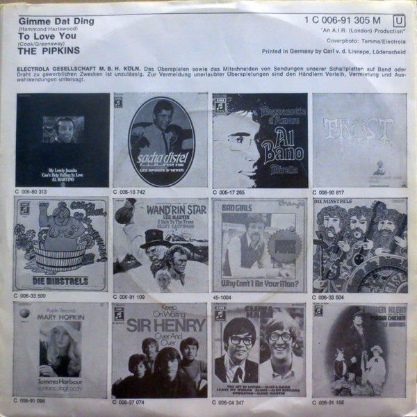 The Pipkins : Gimme Dat Ding (7", Single)