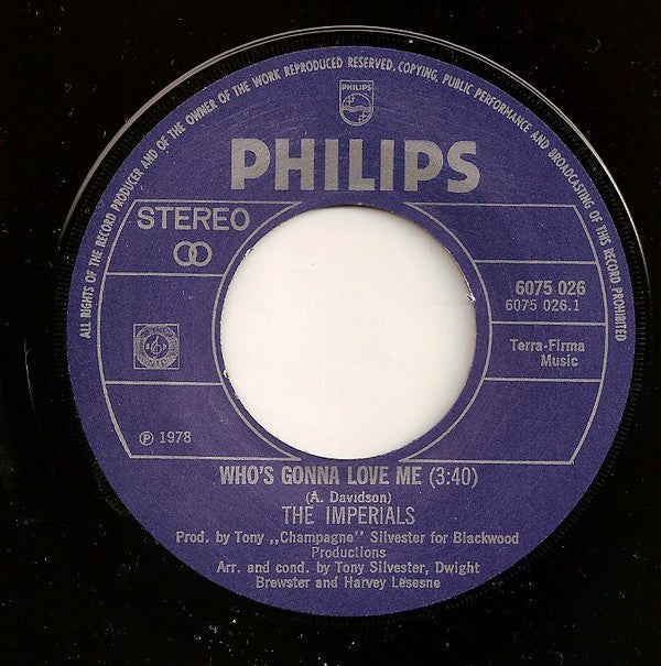 The Imperials : Who's Gonna Love Me (7", Single)