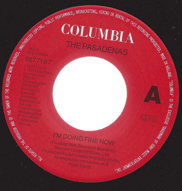 The Pasadenas : I'm Doing Fine Now (7", Single, Lar)